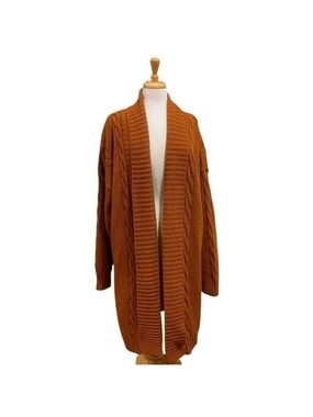 Vntg 90’s volup Knitmakers Open Front Cable Knit Cardigan - Rust sz 1X